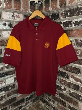 Vintage Pro Player USC Trojans Embroidered Maroon & Gold Polo